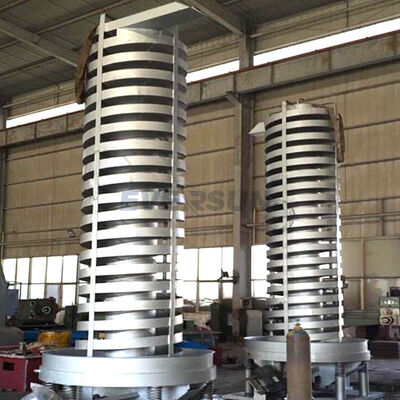 Trasportatore a coclea che incorpora un elevatore vibrante a spirale verticale e una copertura acrilica per soluzioni di trasporto di materiali